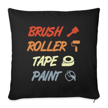Brosse Rouleau Ruban Peinture - Housse de coussin décorative 45 x 45 cm - noir - Devant