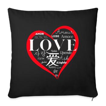 Amour mondial : conception de cœur multilingue - Housse de coussin décorative 45 x 45 cm - noir - Devant