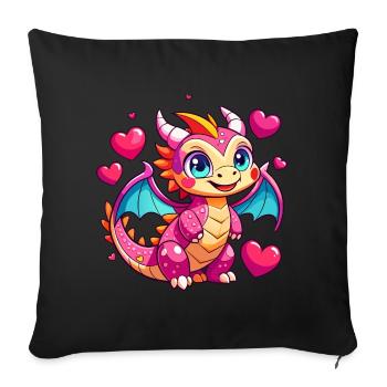 Dragon coloré - Housse de coussin décorative 45 x 45 cm - noir - Devant