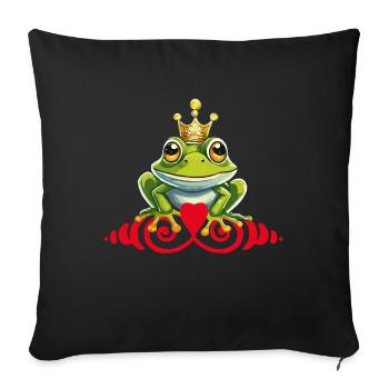 Grenouille Prince Baiser Roi - Housse de coussin décorative 45 x 45 cm - noir - Devant