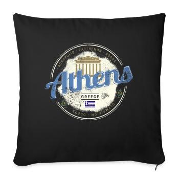 Athen Griechenland Akropolis Vintage Souvenir - Sofakissenbezug 45 x 45 cm - Schwarz - Vorne
