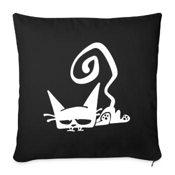 Tired Cat White - Housse de coussin décorative 45 x 45 cm - noir - Devant