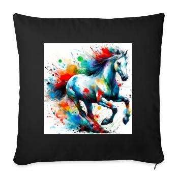 Cheval - Housse de coussin décorative 45 x 45 cm - noir - Devant