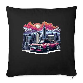 voiture vintage americaine et sportive - Housse de coussin décorative 45 x 45 cm - noir - Devant