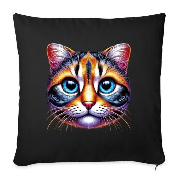 Chat - Housse de coussin décorative 45 x 45 cm - noir - Devant