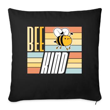 Be Kind Cute Honey Kindness Bee Love Inspirational - Sofa pillowcase 17,3'' x 17,3'' (45 x 45 cm) - black - Front