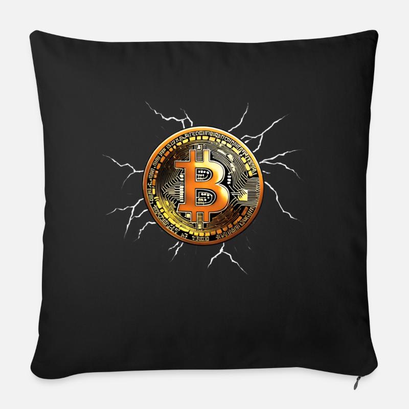 Bitcoin - Roi des crypto-monnaies - Housse de coussin décorative 45 x 45 cm - noir