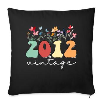 12 ans Vintage 2012 12e anniversaire de filles sauvage - Housse de coussin décorative 45 x 45 cm - noir - Devant