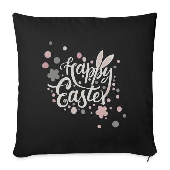 Easter greetings with flowers and pastel colors - Sofa pillowcase 17,3'' x 17,3'' (45 x 45 cm) - black - Front