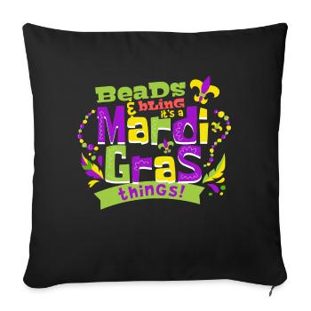 Beads and bling It's a Mardi Gras things - Sofa pillowcase 17,3'' x 17,3'' (45 x 45 cm) - black - Front