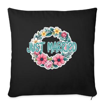just married - pour mariage - Housse de coussin décorative 45 x 45 cm - noir - Devant