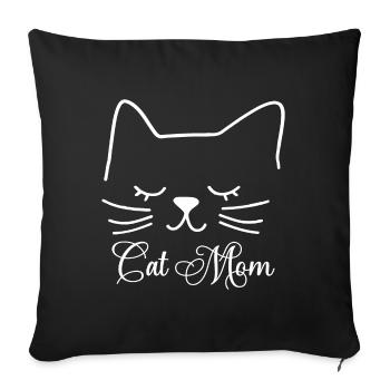 Cat Cat Mom Cat Mom Silhouette Outline Lineart - Sofa pillowcase 17,3'' x 17,3'' (45 x 45 cm) - black - Front