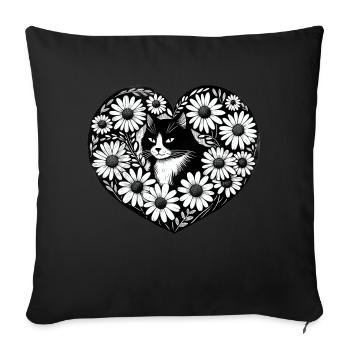 Tuxedo Cat Daisy - Housse de coussin décorative 45 x 45 cm - noir - Devant