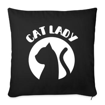Cat Cats Lady Cats Mom Cartoon Fun Cute - Sofa pillowcase 17,3'' x 17,3'' (45 x 45 cm) - black - Front