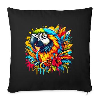 Perroquet - Housse de coussin décorative 45 x 45 cm - noir - Devant
