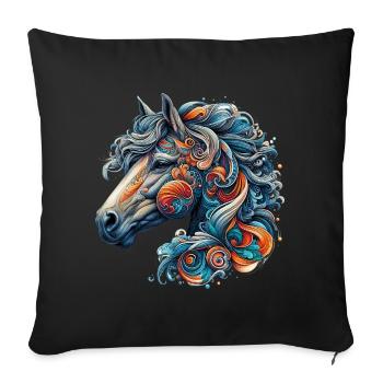 Cheval - Housse de coussin décorative 45 x 45 cm - noir - Devant