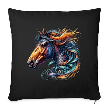 Cheval - Housse de coussin décorative 45 x 45 cm - noir - Devant