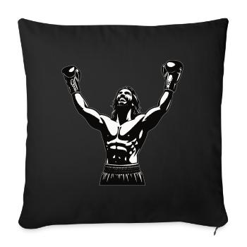 Boxer mit Siegerpose - cooles Boxing Design - Sofakissenbezug 45 x 45 cm - Schwarz - Vorne