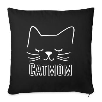 Cat Cat Mom Cat Mom Silhouette Outline Lineart - Sofa pillowcase 17,3'' x 17,3'' (45 x 45 cm) - black - Front