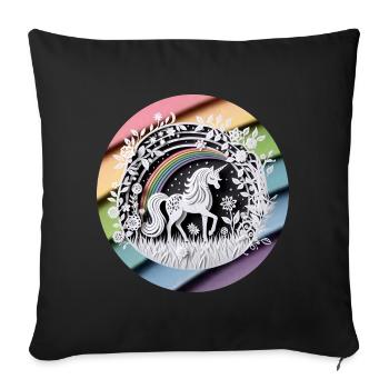Cute Unicorn Rainbow Paper Cut - Sofa pillowcase 17,3'' x 17,3'' (45 x 45 cm) - black - Front