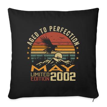 Mai 2002 Anniversaire Mai 2002 Cadeau 2002 Mai - Housse de coussin décorative 45 x 45 cm - noir - Devant