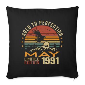May 1991 Birthday May 1991 Gift 1991 May - Sofa pillowcase 17,3'' x 17,3'' (45 x 45 cm) - black - Front