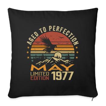 May 1977 Birthday May 1977 Gift 1977 May - Sofa pillowcase 17,3'' x 17,3'' (45 x 45 cm) - black - Front