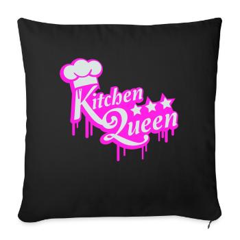 Kitchen Queen Logo Lettering Kitchen Queen Woman - Sofa pillowcase 17,3'' x 17,3'' (45 x 45 cm) - black - Front