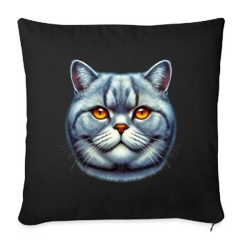 British Shorthair Cat - Sofa pillowcase 17,3'' x 17,3'' (45 x 45 cm) - black - Front