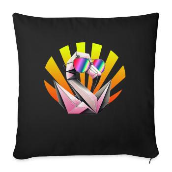 Summer Flamingo - Sofa pillowcase 17,3'' x 17,3'' (45 x 45 cm) - black - Front