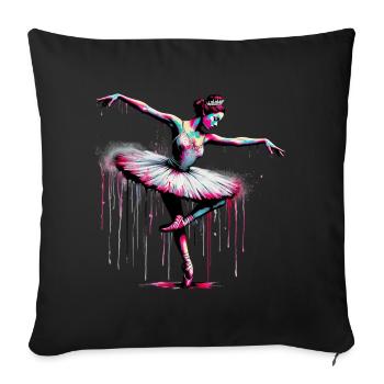 Danseuse de ballet avec tutu - Housse de coussin décorative 45 x 45 cm - noir - Devant