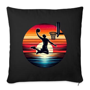 Basket-ball Basketteurs Joueurs - Housse de coussin décorative 45 x 45 cm - noir - Devant