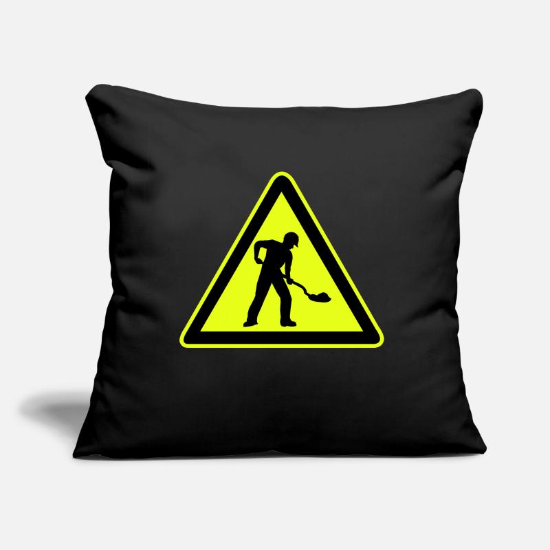 Panneau de construction routière chantier 1 Housse de coussin décorative 45 x 45 cm