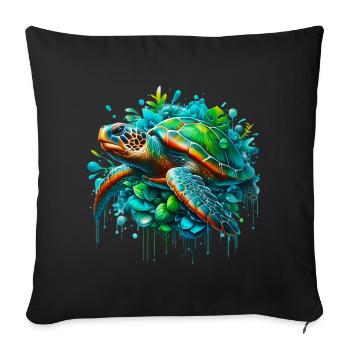 Tortue - Housse de coussin décorative 45 x 45 cm - noir - Devant