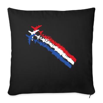 Drapeau français bleu blanc rouge avions armée - Housse de coussin décorative 45 x 45 cm - noir - Devant