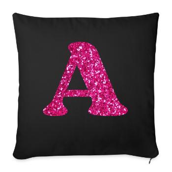 Letter A Pink Glitter - Sofa pillowcase 17,3'' x 17,3'' (45 x 45 cm) - black - Front
