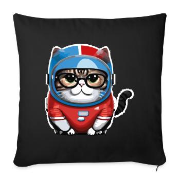 Katze Weltraum Space Cat Astronaut - Sofakissenbezug 45 x 45 cm - Schwarz - Vorne