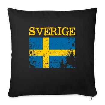 Drapeau Grunge de la Suède - Schweden - Sverige - Housse de coussin décorative 45 x 45 cm - noir - Devant