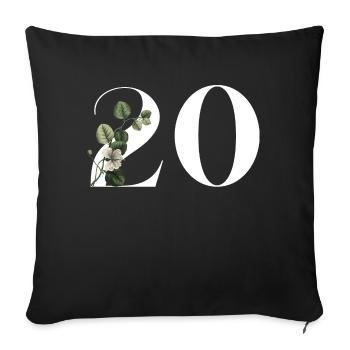 Numéro 20 floral vert -20e anniversaire floral - Housse de coussin décorative 45 x 45 cm - noir - Devant