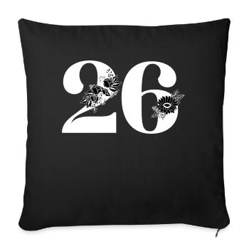 Number 26 Black Floral -26th Floral Anniversary - Sofa pillowcase 17,3'' x 17,3'' (45 x 45 cm) - black - Front