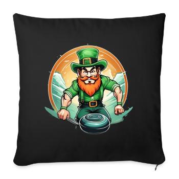 Curling Trèfle de la Saint-Patrick - Housse de coussin décorative 45 x 45 cm - noir - Devant