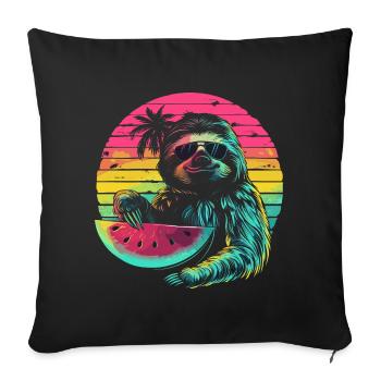 Sloth Animal Sloth Wilderness Beach Palm Trees - Sofa pillowcase 17,3'' x 17,3'' (45 x 45 cm) - black - Front