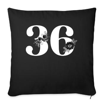 Number 36 Black Floral - 36th Floral Birthday - Sofa pillowcase 17,3'' x 17,3'' (45 x 45 cm) - black - Front
