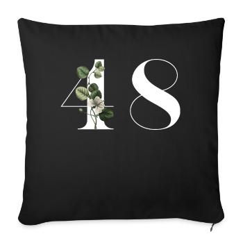 Number 48 Green Floral - 48th Floral Birthday - Sofa pillowcase 17,3'' x 17,3'' (45 x 45 cm) - black - Front