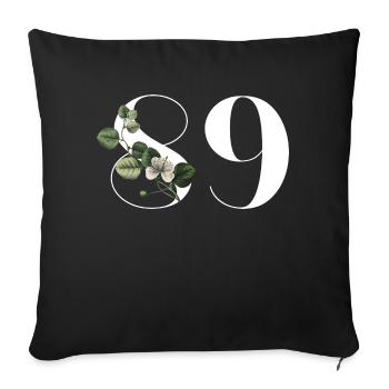 Number 89 Floral Green - 89th Floral Birthday - Sofa pillowcase 17,3'' x 17,3'' (45 x 45 cm) - black - Front