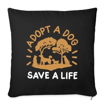 Hund adoptieren Rettung - Sofakissenbezug 45 x 45 cm - Schwarz - Vorne