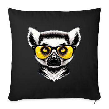 Lémurien avec lunettes de soleil - Housse de coussin décorative 45 x 45 cm - noir - Devant