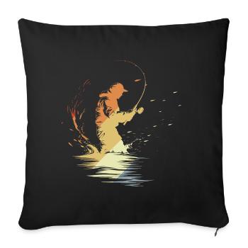 Vintage Angler Graphic - Sofa pillowcase 17,3'' x 17,3'' (45 x 45 cm) - black - Front