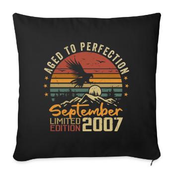 September 2007 Birthdays born in September 2007 - Sofa pillowcase 17,3'' x 17,3'' (45 x 45 cm) - black - Front