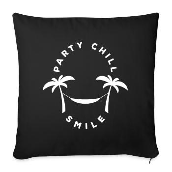 Palm Tree Hammock Party, Chill, Smile, Summer - Sofa pillowcase 17,3'' x 17,3'' (45 x 45 cm) - black - Front